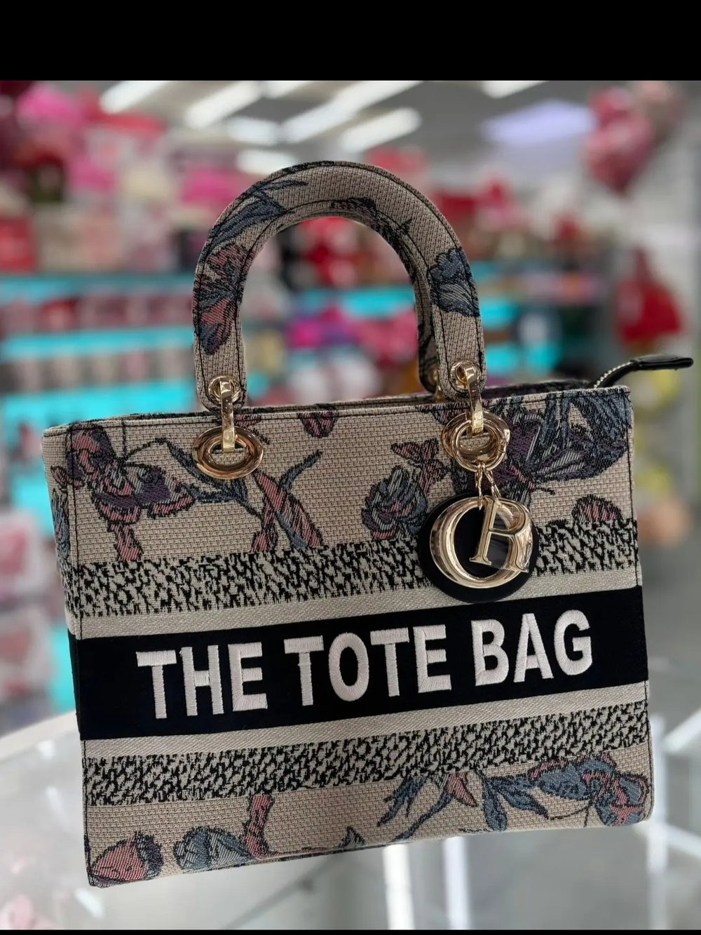 Fashion Brand Company Floral Canvas Tote - Beige/Pink/Blue